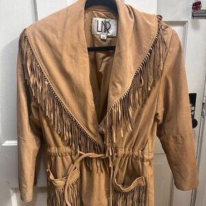LNR Vintage Leather Fringe Jacket Coat
